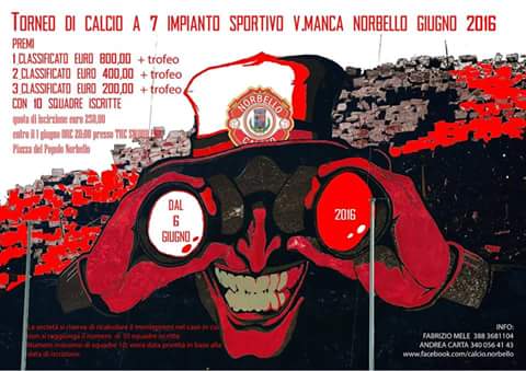 CALCIO A 7 : INIZIA IL 6 GIUGNO L’IMPORTANTE TORNEO ORGANIZZATO DALL’UPD NORBELLO CALCIO A 7 : INIZIA IL 6 GIUGNO L’IMPORTANTE TORNEO ORGANIZZATO DALL’UPD NORBELLO