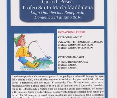PESCA: DOMENICA 19 GIUGNO A SODDI’ TROFEO SANTA MARIA MADDALENA