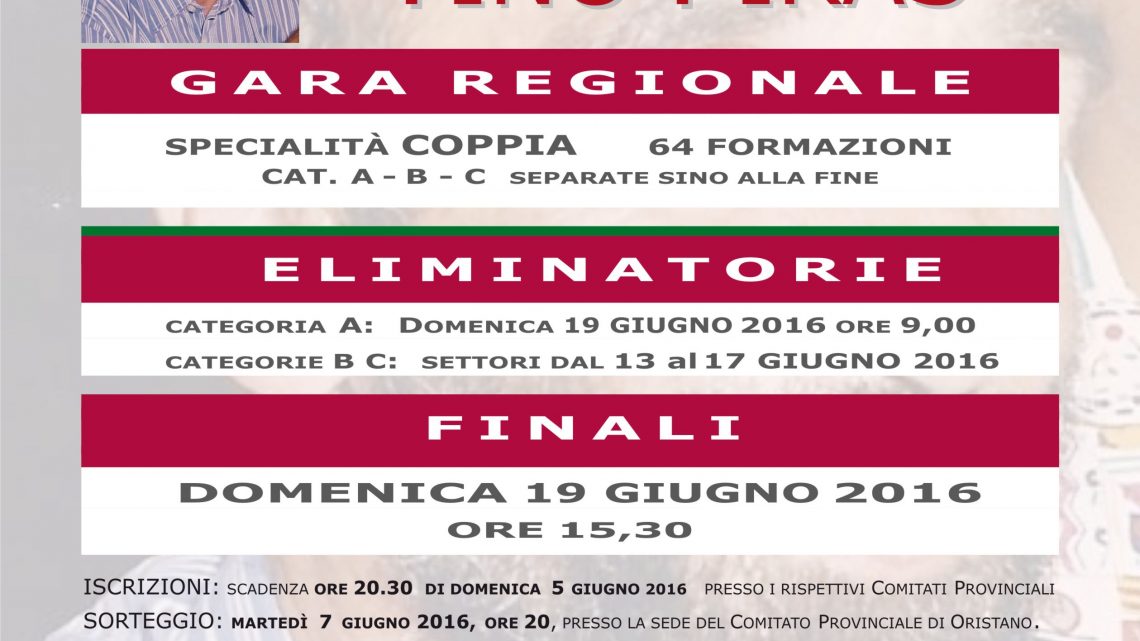 BOCCE: AL VIA LA 5^ EDIZIONE DEL “MEMORIAL TINO PIRAS”. FINALI A GHILARZA DOMENICA 19 GIUGNO. BOCCE: AL VIA LA 5^ EDIZIONE DEL “MEMORIAL TINO PIRAS”. FINALI A GHILARZA DOMENICA 19 GIUGNO.