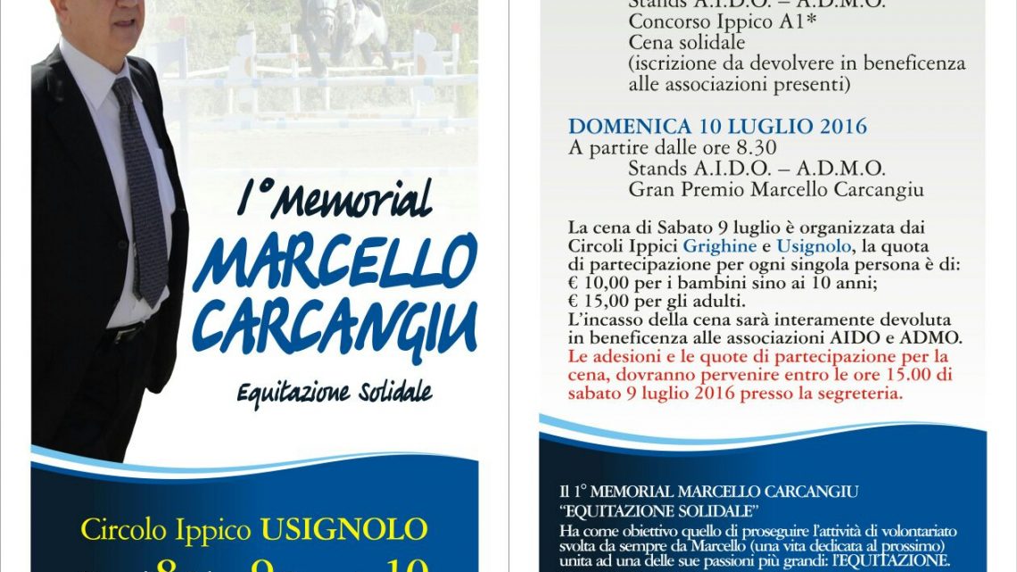 SPORT…OLTRE IL GUILCER: “1^ MEMORIAL MARCELLO CARCANGIU”DI EQUITAZIONE SOLIDALE A SANTA GIUSTA SPORT…OLTRE IL GUILCER: “1^ MEMORIAL MARCELLO CARCANGIU”DI EQUITAZIONE SOLIDALE A SANTA GIUSTA