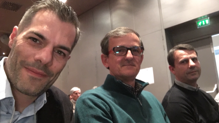 SELFIE GUILCERSPORT da Elezioni Coni Sardegna. Simone Carrucciu, Luigi Oppo, Stefano Meloni, presidenti federazioni Tennistavolo, Canottaggio e Sport Equestri.