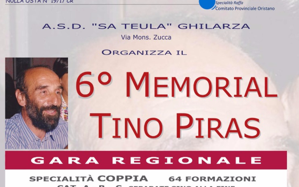 Bocce: Il 18 Giugno a Ghilarza la fase finale del “Memorial Tino a Piras” giunto alla 6^ edizione Bocce: Il 18 Giugno a Ghilarza la fase finale del “Memorial Tino a Piras” giunto alla 6^ edizione
