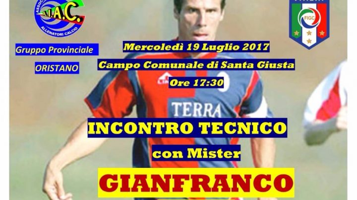 Calcio. Gli allenatori dell’AIAC a “lezione” da Mister Gianfranco Zola il 19 Luglio a Santa Giusta