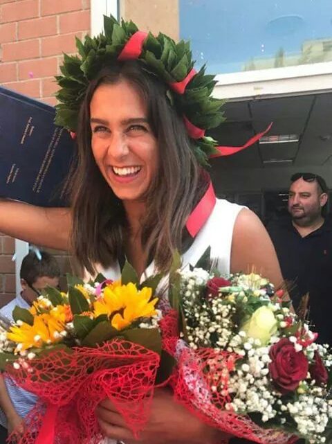 La pallavolista dell’Ariete Oristano Valentina Soppelsa laureata oggi in Scienze Motorie