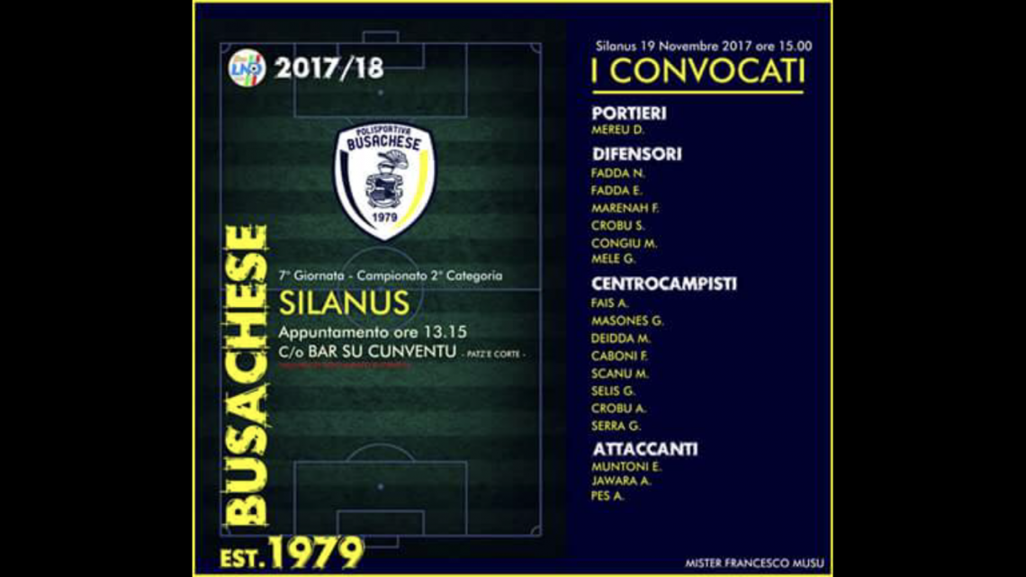 Calcio 2a Categoria girone G. I pronostici di Francesco Musu allenatore della Busachese Calcio 2a Categoria girone G. I pronostici di Francesco Musu allenatore della Busachese
