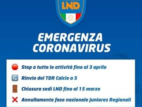Calcio dilettanti. Stop di tutti i campionati sino al 3 Aprile