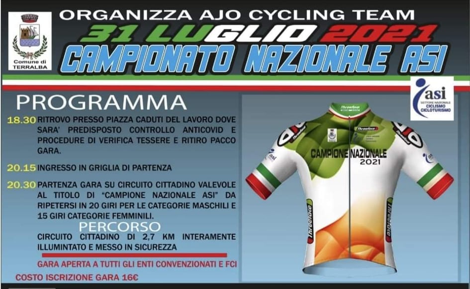 1° TROFEO “AJO CITTA’ DI TERRALBA” / Importante e atteso evento ciclistico nazionale domani in notturna a partire dalle 20.30 1° TROFEO “AJO CITTA’ DI TERRALBA” / Importante e atteso evento ciclistico nazionale domani in notturna a partire dalle 20.30